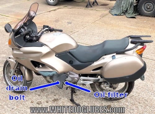Honda NT650V Oil Drain Bolt and Filter Location…
